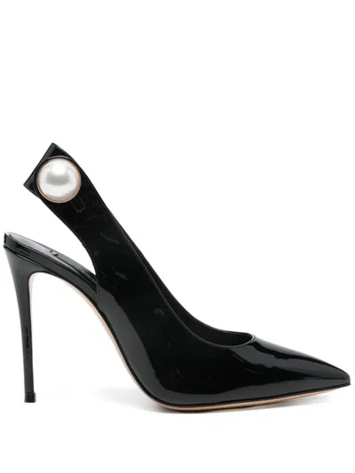 Casadei Black Leather Slingback Pumps