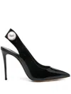 Casadei Black Leather Slingback Pumps