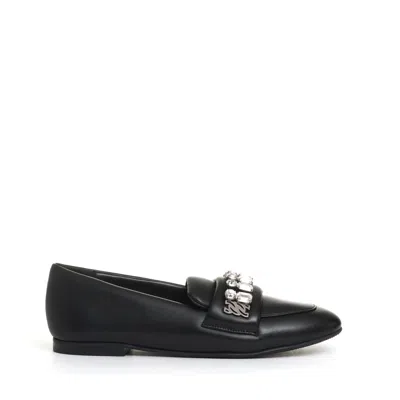 CASADEI CASADEI BLACK MOCCASIN WITH RHINESTONE BUCKLE