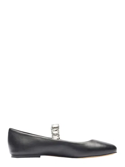 Casadei Black Nappa Leather Ballet Flats