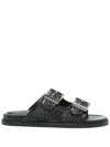 Casadei Perforated Rubber Sole Sandals With Round Toe In Black