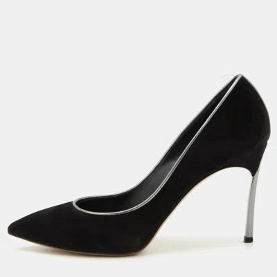 Casadei Black Suede Blade Pumps