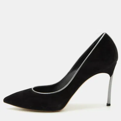 Pre-owned Casadei Black Suede Blade Pumps Size 36.5