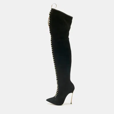 Casadei Black Suede Over The Knee Length Boots