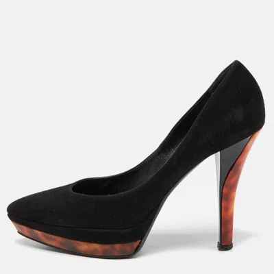 Pre-owned Casadei Black Suede Platform Pumps Size 37