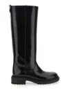 Casadei Leather Knee High Boots With Chunky Sole In Black