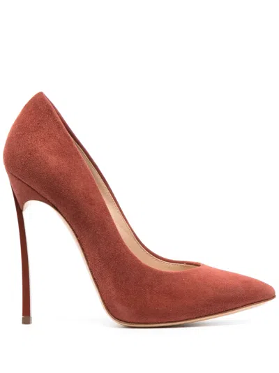 Casadei Blade 120mm Pointed-toe Suede Pumps In Brown