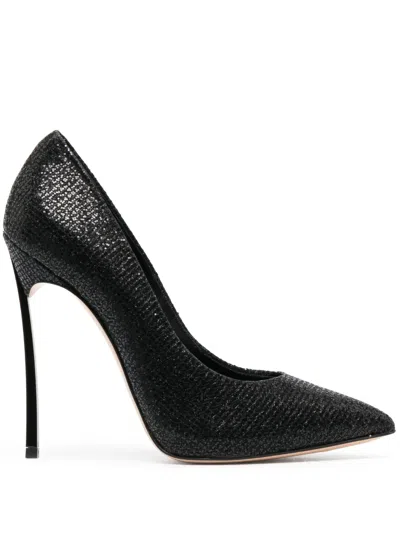 Casadei Blade 120mm Sequin-embellished Pumps In Black