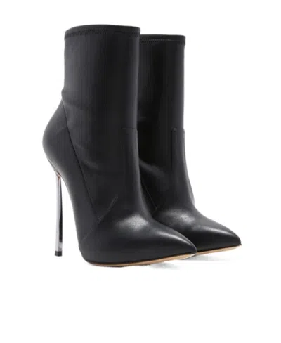 Casadei Blade 130mm Leather Boots In Black