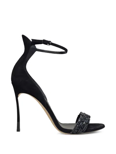 Casadei Blade Braided-strap Sandals In Black