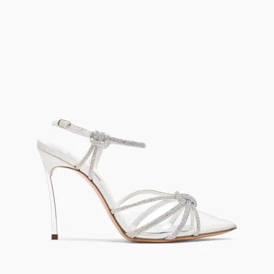 Casadei Blade Cc 100mm Rhinestone-embellished Pumps In Iris And Milk