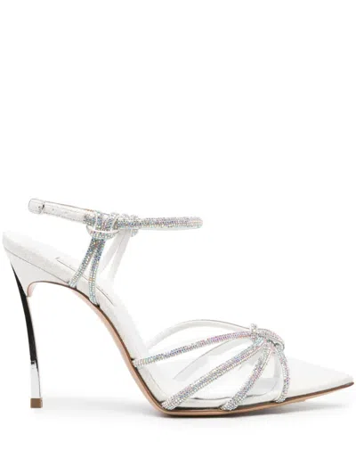 Casadei Blade C+c 100mm Rhinestone-embellished Pumps In White