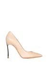 Casadei Cream Leather Pumps With Silver Blade Heel In Neutral