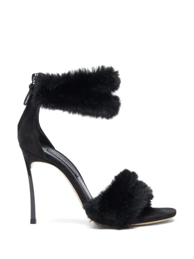 Casadei Blade Diva Minorca Faux-fur Sandals In Multi