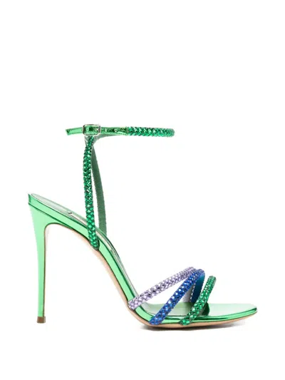 Casadei Blade Embellished Strap Sandals In Green