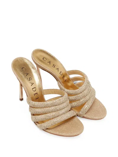 Pre-owned Casadei Blade Glitter Sandals In Gold