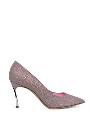 Casadei Blade Glitter-effect Pointed-toe Heeled Pumps In Pink