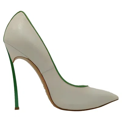 Casadei Blade Heel Pumps In White Calfskin Leather