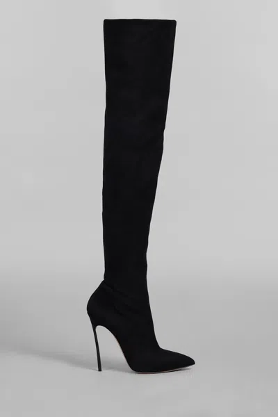 Casadei Blade High Heels Boots In Black Suede