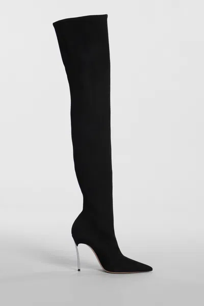 Casadei Blade High Heels Boots In Black Suede