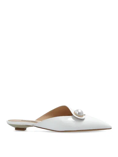 Casadei Blade Leather Ballets In White