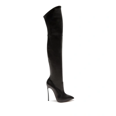 Casadei Blade Leather Over The Knee - Woman Over The Knee Boots Black 36.5