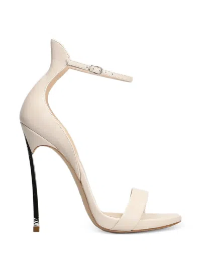 Casadei Blade Leather Sandals In Neutral