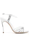 Casadei Pantoletten In Metallic-optik 100mm In White