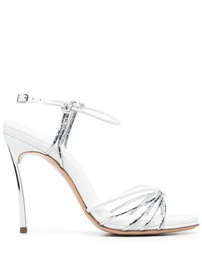 Casadei Pantoletten In Metallic-optik 100mm In White
