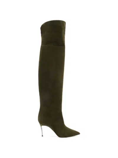 Casadei Blade Nomad Over The Knee Boots In Green