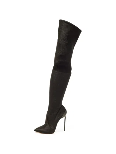 Pre-owned Casadei Blade Over-the-knee Boots In Black