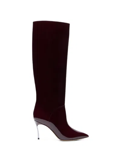 Casadei Blade Patent Boots In Black