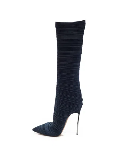 Pre-owned Casadei Blade Plissé Ankle Boots In Blue