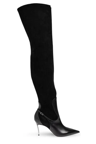 Casadei 90mm Blade Boots In Black