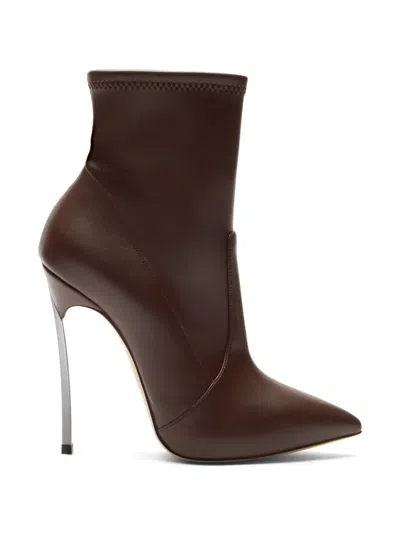 Casadei Blade Pointed-toe Ankle Boots In Brown