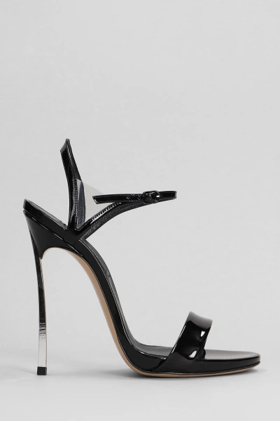 Casadei Blade Sandals In Black Patent Leather
