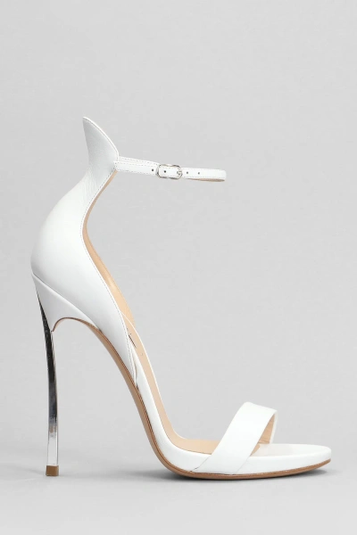 Casadei Blade Sandals In White Leather