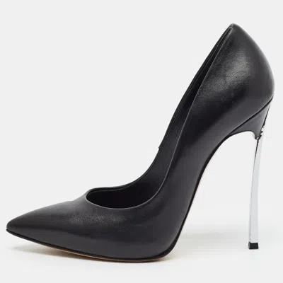 Pre-owned Casadei Blade Size 36.5 Black Leather Pumps