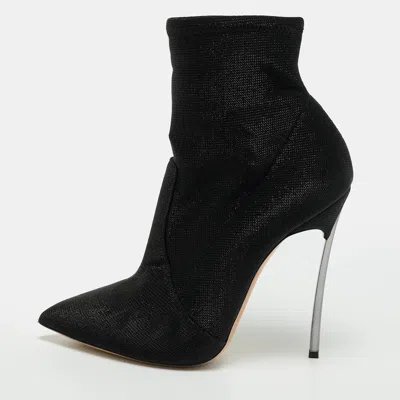 Pre-owned Casadei Blade Size 39 Black Stretch Fabric Boots
