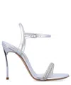 Casadei Embellished Metallic Open Toe Sandals In Silver