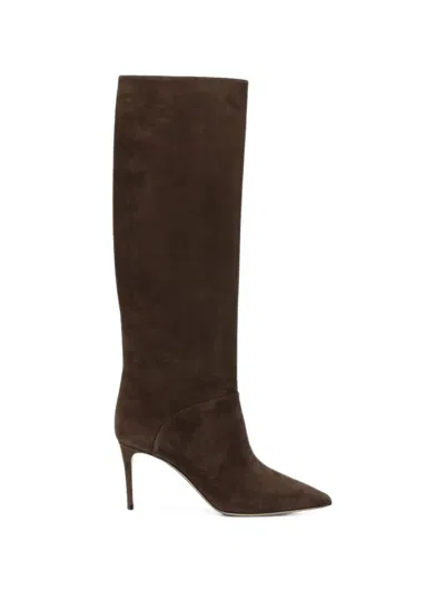 Casadei Blade Suede Pointed-toe Boots In Brown