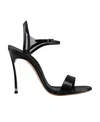 Casadei Black Leather Sandals With Steel Blade Heel In Black