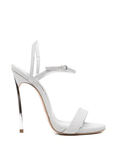 Casadei Blade V-celebrity Solar Eclipse Glittered Sandals In Metallic