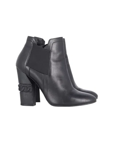 Casadei Block Heel Ankle Boots In Black Leather