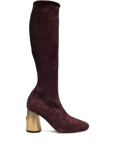 Casadei Block-heel Knee-high Boots In Purple