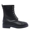 Casadei Leather Combat Boots In Black