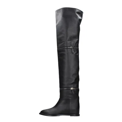 Casadei Boots Black In Nero Neri E Grigi