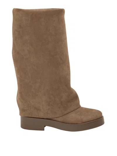 Casadei Platform Heeled Boots In Brown