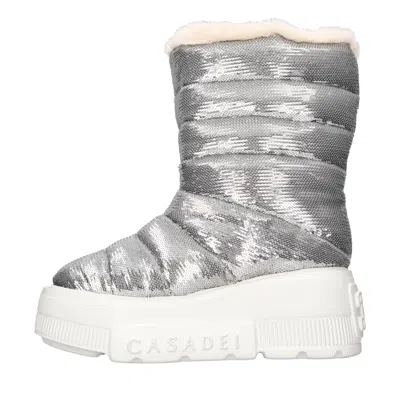 Casadei Boots Silver In Argento Metallici E Grigi