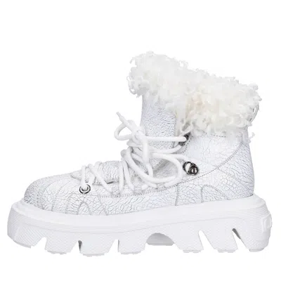Casadei Boots White In Bianco Chiari E Naturali
